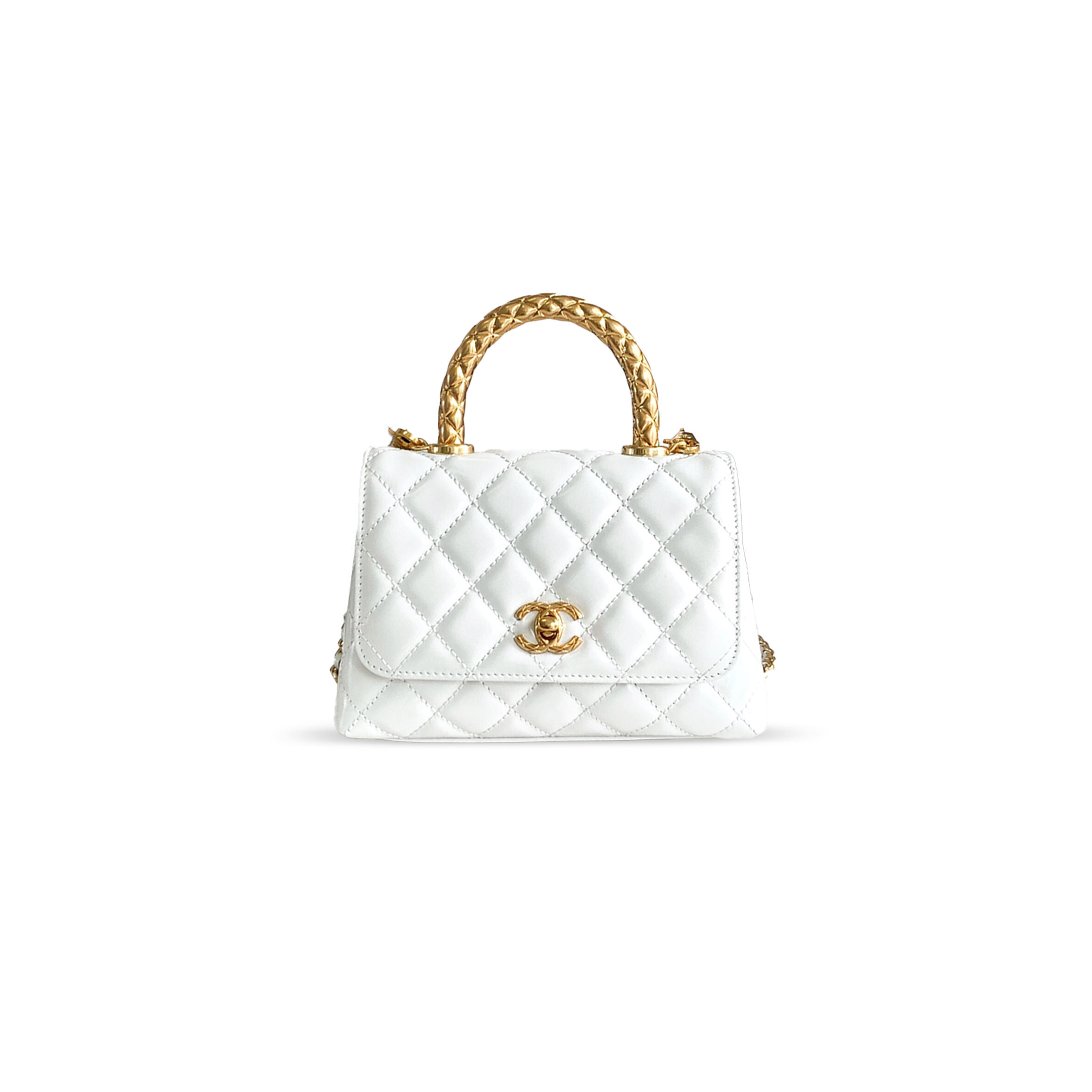 CHANEL MASTER MINI FLAP BAG WITH TOP HANDLE CALFSKIN & GOLD METAL BLACK AS2215 (19*13*9cm)